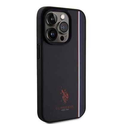iPhone 15 Pro Kılıf U.S. Polo Assn. Orijinal Lisanslı Üç Renk Şerit Tasarımlı Baskı Logolu Kılıf
