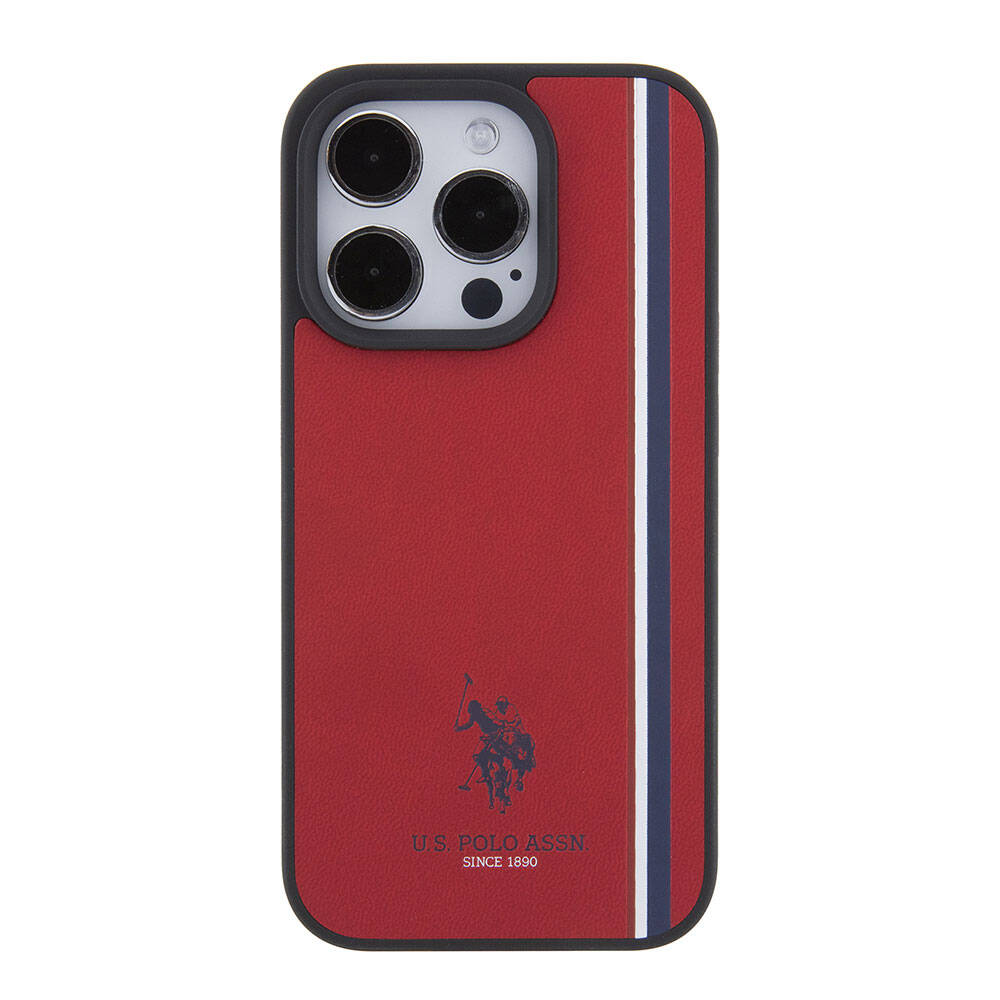 iPhone 15 Pro Kılıf U.S. Polo Assn. Orijinal Lisanslı Üç Renk Şerit Tasarımlı Baskı Logolu Kılıf