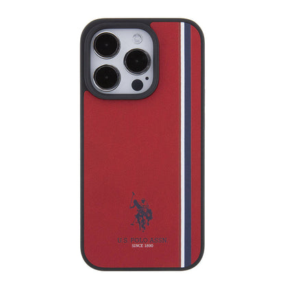 iPhone 15 Pro Kılıf U.S. Polo Assn. Orijinal Lisanslı Üç Renk Şerit Tasarımlı Baskı Logolu Kılıf