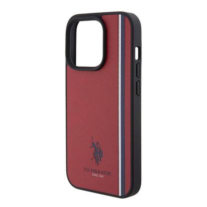 iPhone 15 Pro Kılıf U.S. Polo Assn. Orijinal Lisanslı Üç Renk Şerit Tasarımlı Baskı Logolu Kılıf