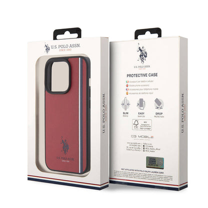 iPhone 15 Pro Kılıf U.S. Polo Assn. Orijinal Lisanslı Üç Renk Şerit Tasarımlı Baskı Logolu Kılıf