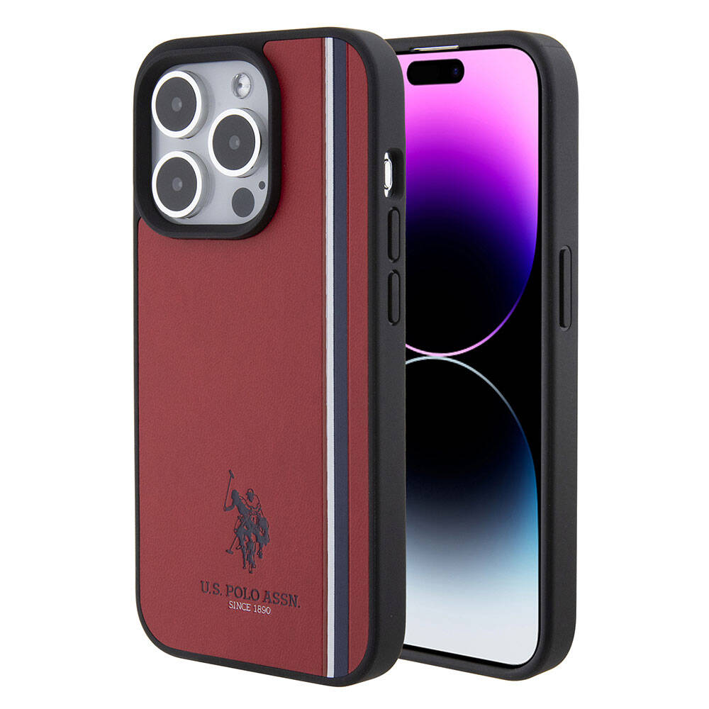 iPhone 15 Pro Kılıf U.S. Polo Assn. Orijinal Lisanslı Üç Renk Şerit Tasarımlı Baskı Logolu Kılıf