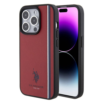 iPhone 15 Pro Kılıf U.S. Polo Assn. Orijinal Lisanslı Üç Renk Şerit Tasarımlı Baskı Logolu Kılıf