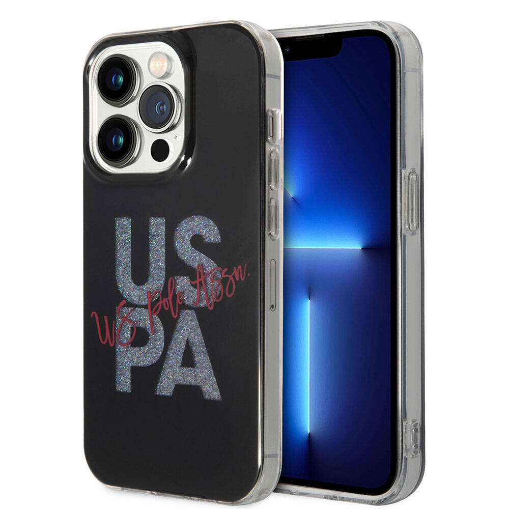 iPhone 15 Pro Kılıf U.S. Polo Assn. orijinal Lisanslı Simli Parlak Alfabe Tasarım Kılıf