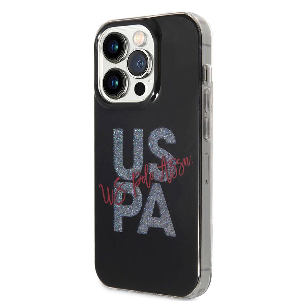iPhone 15 Pro Kılıf U.S. Polo Assn. orijinal Lisanslı Simli Parlak Alfabe Tasarım Kılıf