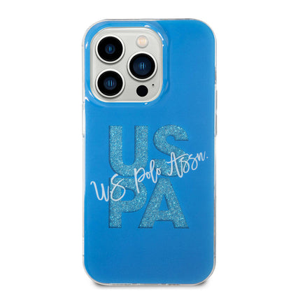iPhone 15 Pro Kılıf U.S. Polo Assn. orijinal Lisanslı Simli Parlak Alfabe Tasarım Kılıf