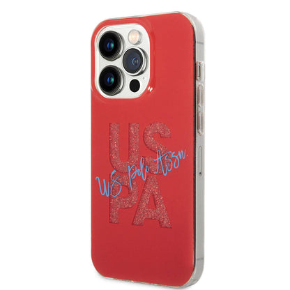 iPhone 15 Pro Kılıf U.S. Polo Assn. orijinal Lisanslı Simli Parlak Alfabe Tasarım Kılıf