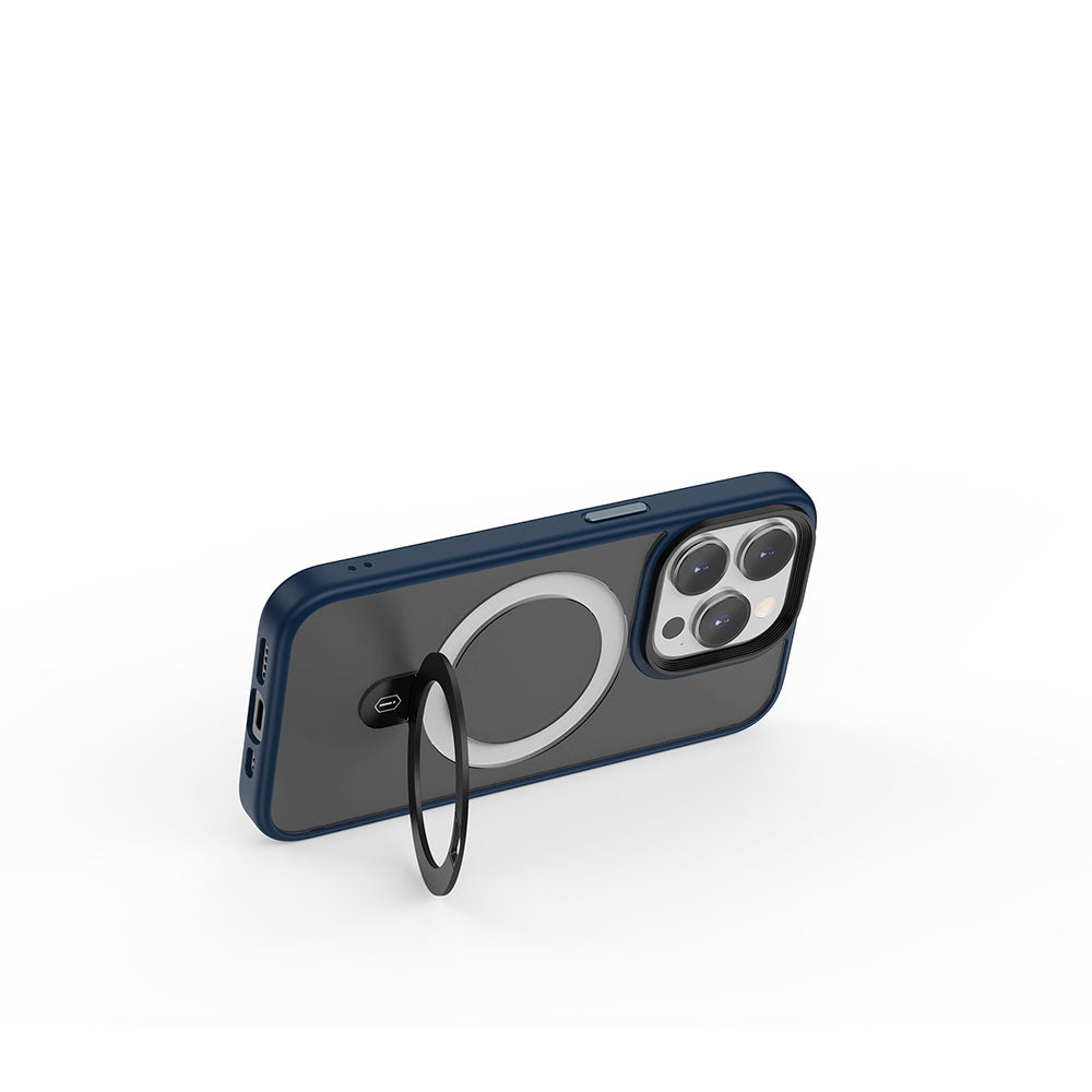 iPhone 15 Pro Max Kılıf Wiwu ZMM-010 M-safe Şarj Özellikli Mat Arka Yüzey Standlı Kılıf