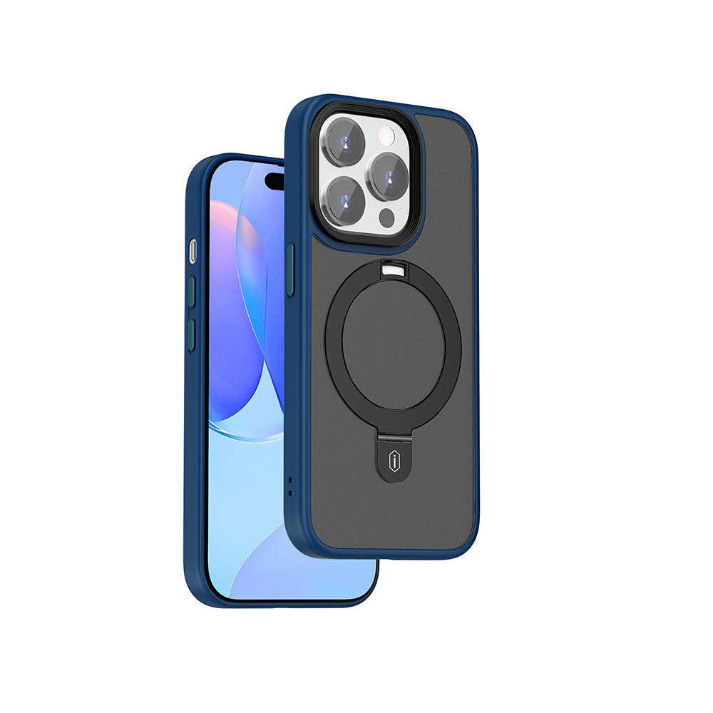 iPhone 15 Pro Kılıf Wiwu ZMM-010 M-safe Şarj Özellikli Mat Arka Yüzey Standlı Kılıf