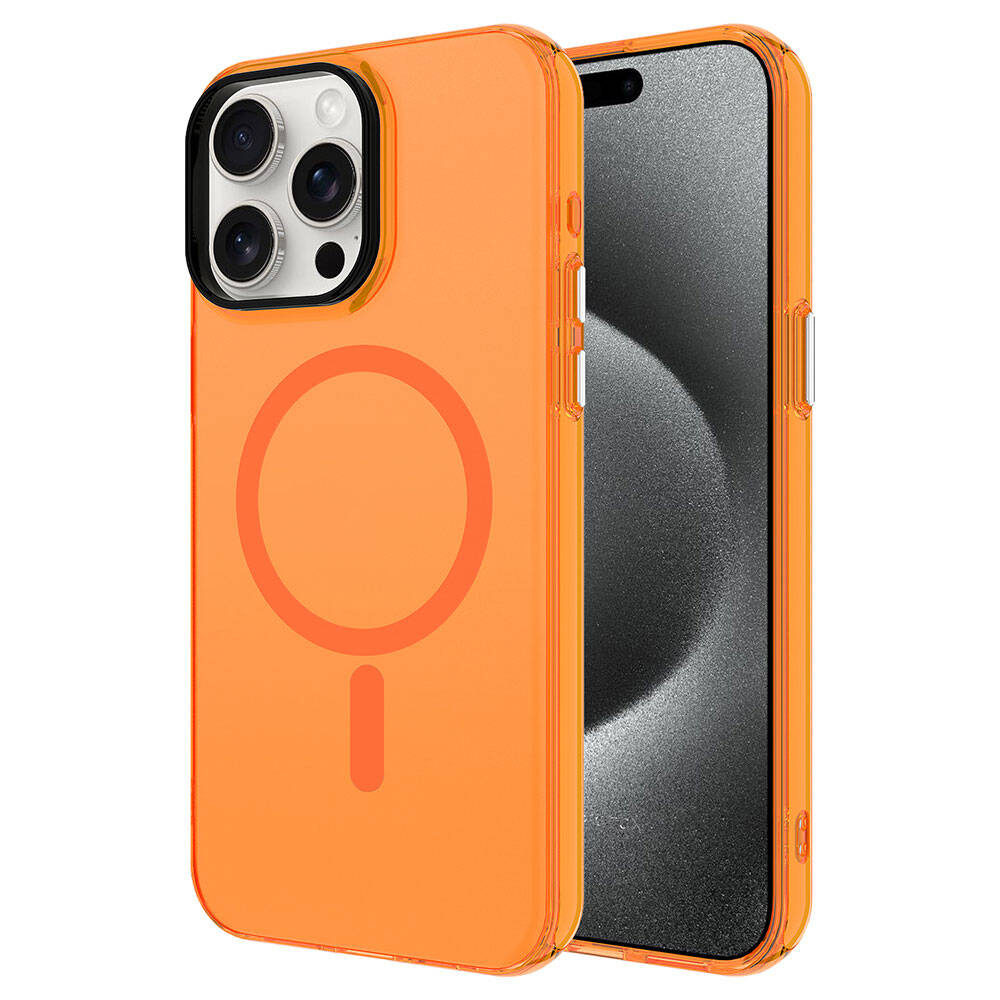 iPhone 15 Pro Kılıf Zore M-safe Şarj Özellikli Buzlu Transparan C-Pro Sert Kılıf