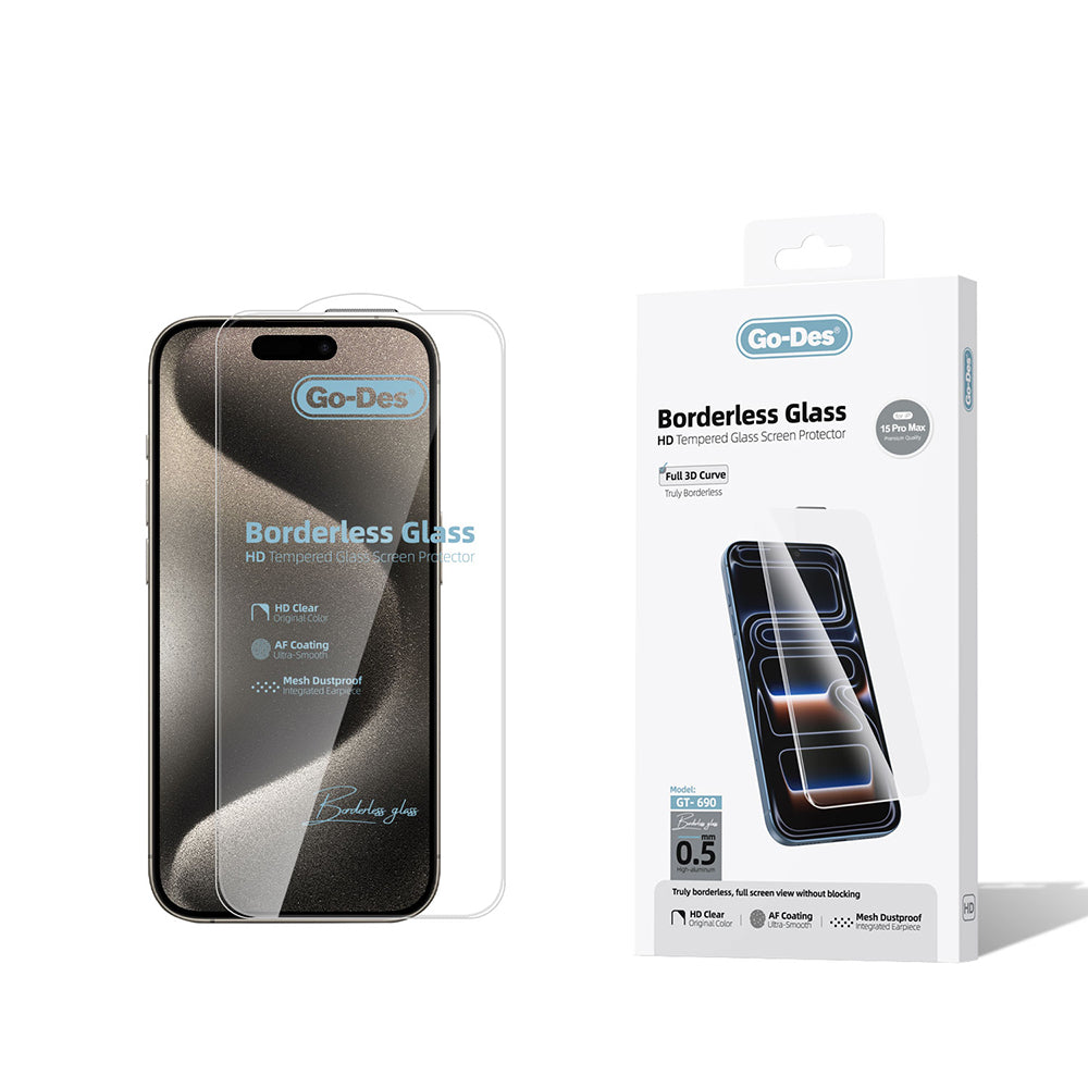 iPhone 15 Pro Max Go Des Borderless Temperli Cam Ekran Koruyucu
