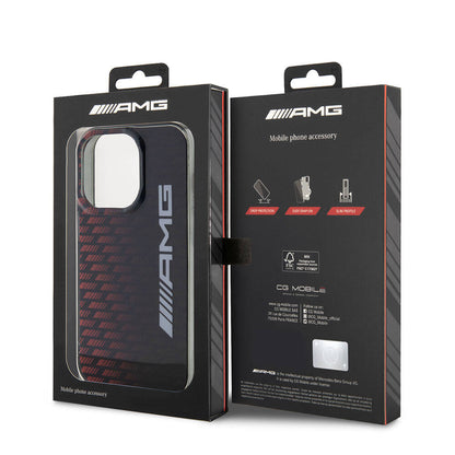 iPhone 15 Pro Max Kılıf AMG Orijinal Lisanslı Çift Katmanlı Büyük Logolu Dörtgen Şerit Desenli Kılıf