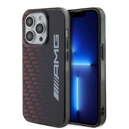 iPhone 15 Pro Max Kılıf AMG Orijinal Lisanslı Çift Katmanlı Büyük Logolu Dörtgen Şerit Desenli Kılıf