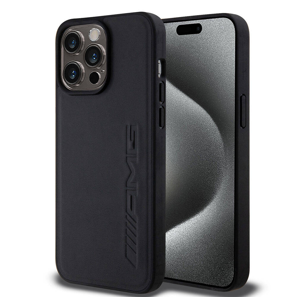 iPhone 15 Pro Max Kılıf AMG Orijinal Lisanslı M-safe Şarj Özellikli Deri Sıcak Damgalı Kılıf