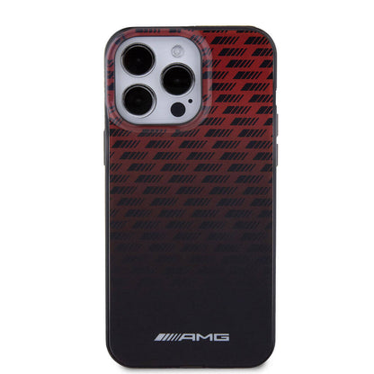 iPhone 15 Pro Max Kılıf AMG orijinal Lisanslı Çift Katmanlı Küçük Logolu Dörtgen Şerit Desenli Kılıf