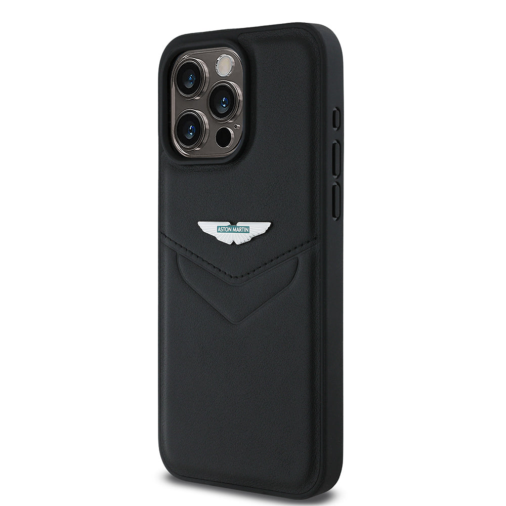iPhone 15 Pro Max Kılıf Aston Martin Orijinal Lisanslı Victory Dizayn PU Deri Metal Logolu Kılıf