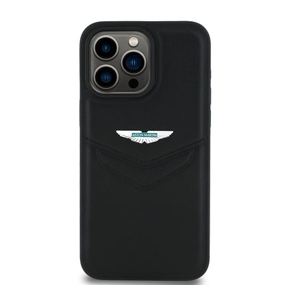 iPhone 15 Pro Max Kılıf Aston Martin Orijinal Lisanslı Victory Dizayn PU Deri Metal Logolu Kılıf