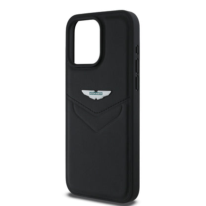 iPhone 15 Pro Max Kılıf Aston Martin Orijinal Lisanslı Victory Dizayn PU Deri Metal Logolu Kılıf