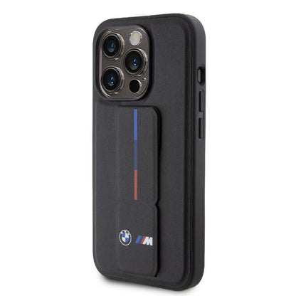 iPhone 15 Pro Max Kılıf BMW Orijinal Lisanslı M Şerit ve Logolu Standlı Kılıf