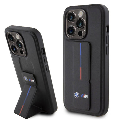iPhone 15 Pro Max Kılıf BMW Orijinal Lisanslı M Şerit ve Logolu Standlı Kılıf