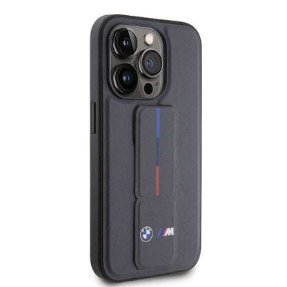 iPhone 15 Pro Max Kılıf BMW Orijinal Lisanslı M Şerit ve Logolu Standlı Kılıf