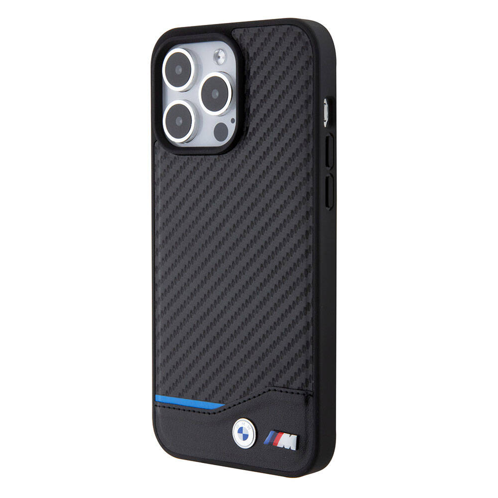 iPhone 15 Pro Max Kılıf BMW Orijinal Lisanslı M-safe Şarj Özellikli M Logolu PU Karbon Kılıf