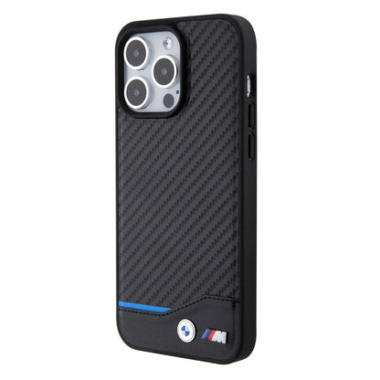 iPhone 15 Pro Max Kılıf BMW Orijinal Lisanslı M-safe Şarj Özellikli M Logolu PU Karbon Kılıf