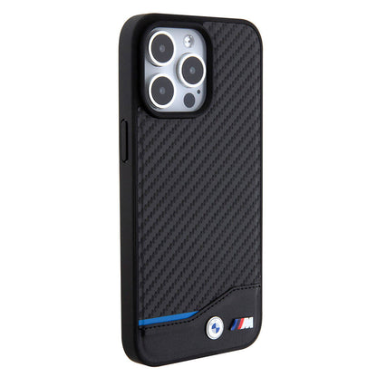 iPhone 15 Pro Max Kılıf BMW Orijinal Lisanslı M-safe Şarj Özellikli M Logolu PU Karbon Kılıf