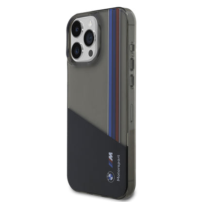 iPhone 15 Pro Max Kılıf BMW Orijinal Lisanslı Yarı Transparan M Dizayn Çizgili Kılıf