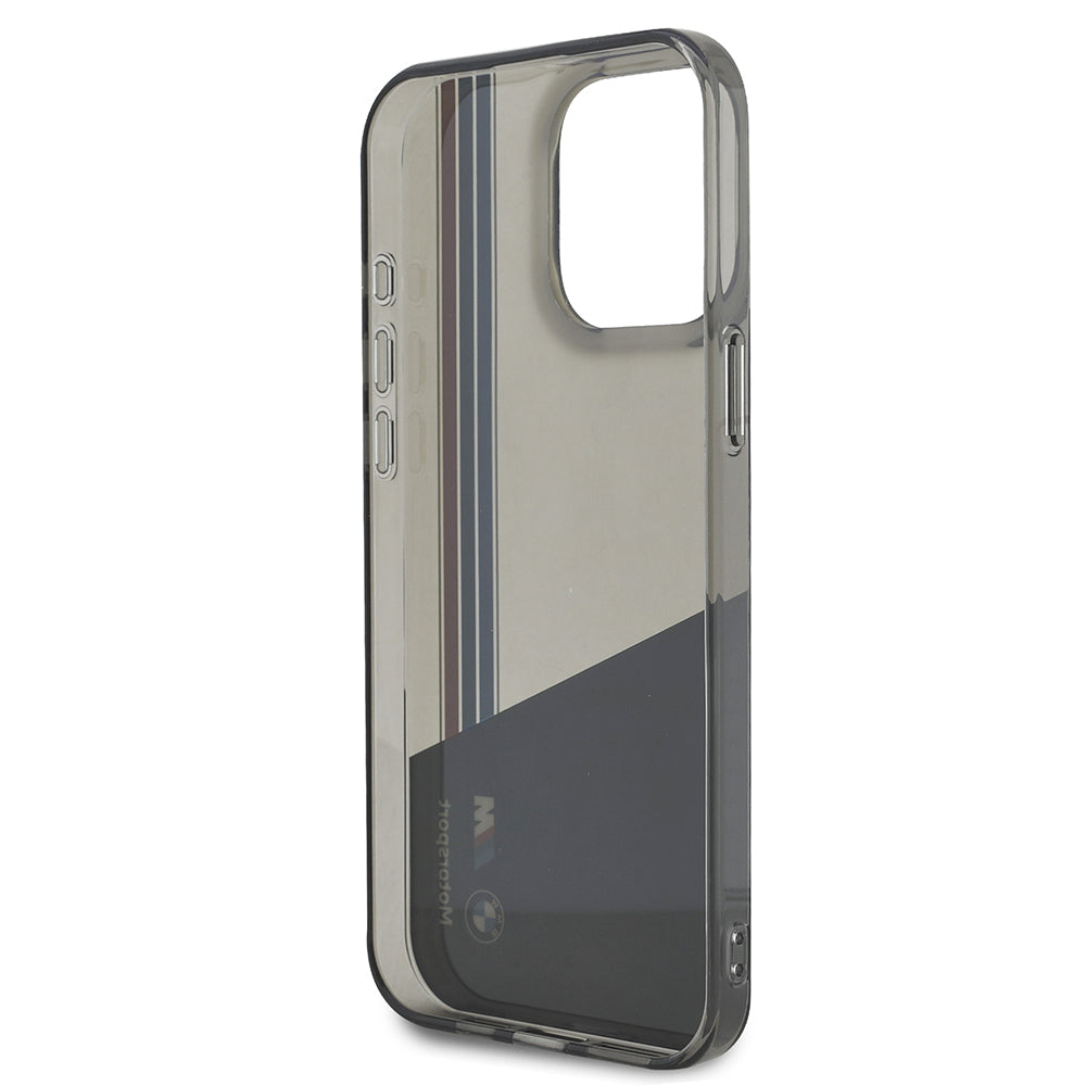 iPhone 15 Pro Max Kılıf BMW Orijinal Lisanslı Yarı Transparan M Dizayn Çizgili Kılıf