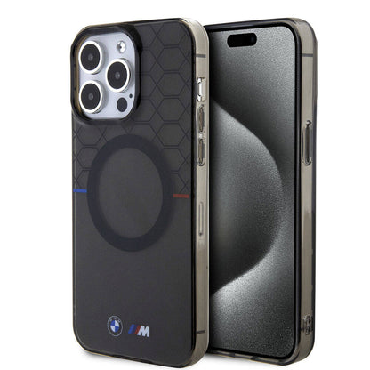 iPhone 15 Pro Max Kılıf BMW M-safe Şarj Özellikli Transparan M Dizayn Orijinal Lisanslı Kılıf