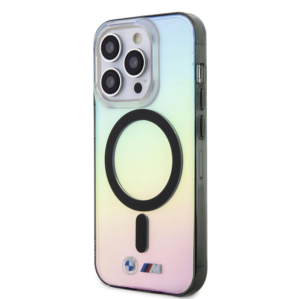 iPhone 15 Pro Max Kılıf BMW M-safe Şarj Özellikli Transparan Renk Geçişli Iridescent Orijinal Lisanslı Kılıf