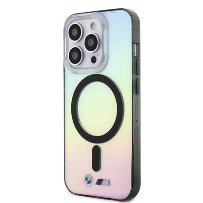iPhone 15 Pro Max Kılıf BMW M-safe Şarj Özellikli Transparan Renk Geçişli Iridescent Orijinal Lisanslı Kılıf