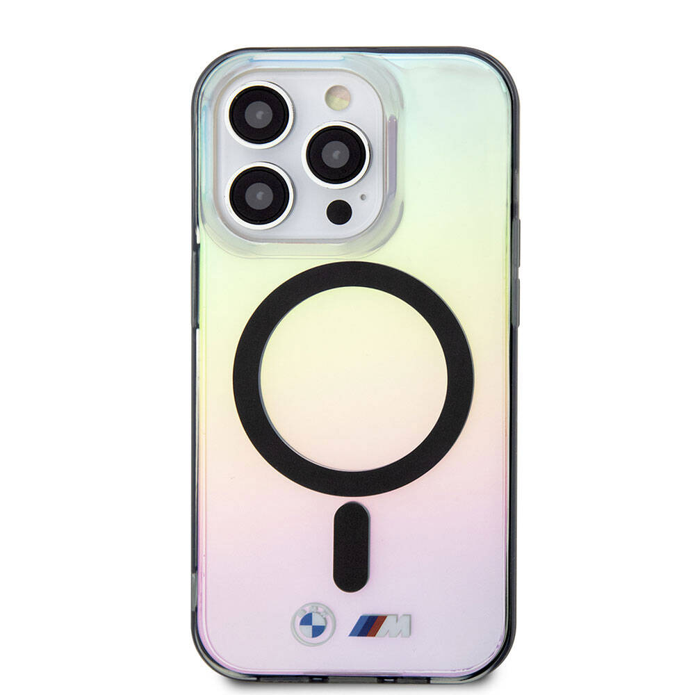 iPhone 15 Pro Max Kılıf BMW M-safe Şarj Özellikli Transparan Renk Geçişli Iridescent Orijinal Lisanslı Kılıf