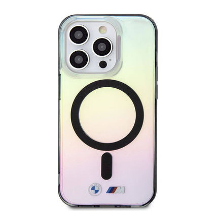 iPhone 15 Pro Max Kılıf BMW M-safe Şarj Özellikli Transparan Renk Geçişli Iridescent Orijinal Lisanslı Kılıf