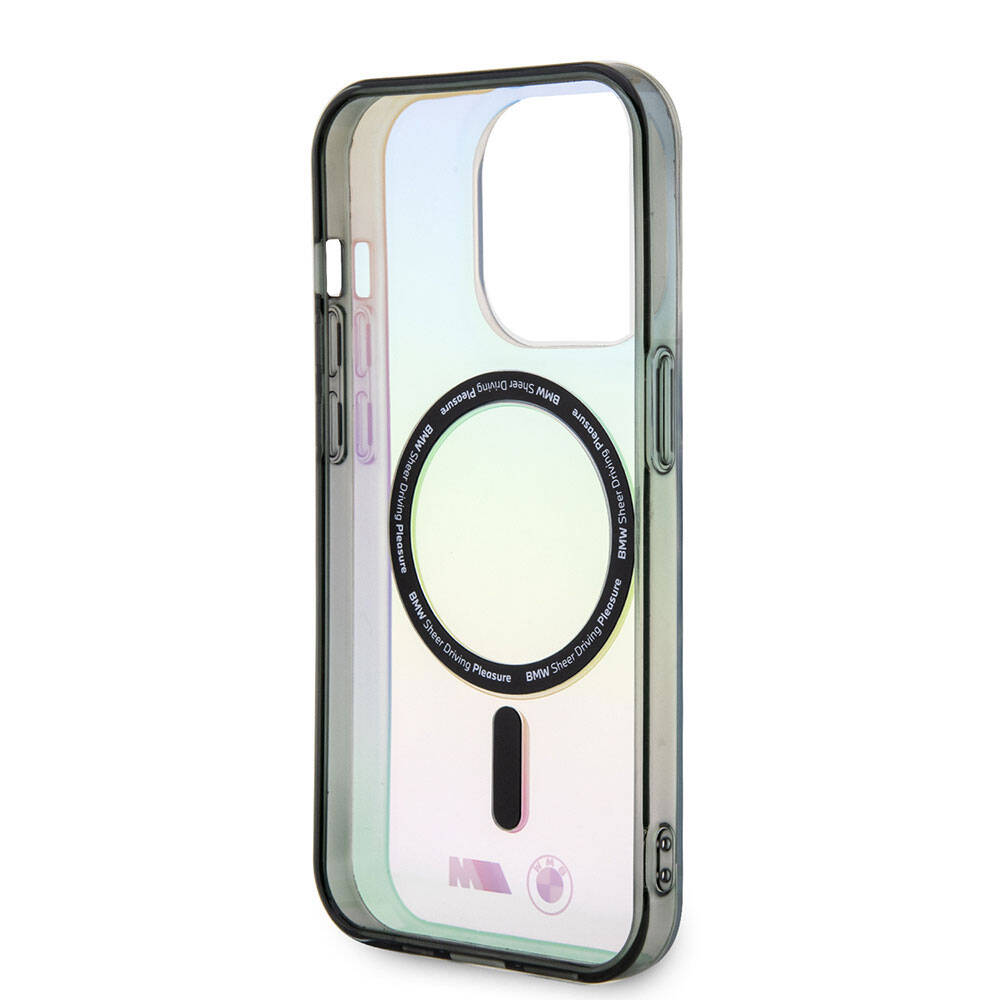 iPhone 15 Pro Max Kılıf BMW M-safe Şarj Özellikli Transparan Renk Geçişli Iridescent Orijinal Lisanslı Kılıf