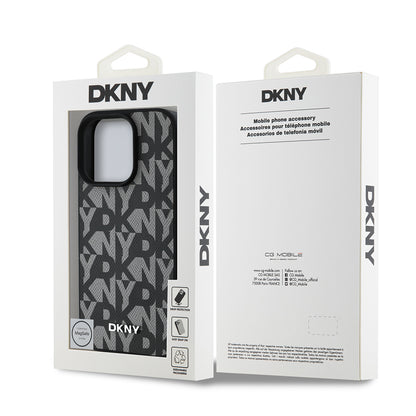 iPhone 15 Pro Max Kılıf DKNY Orijinal Lisanslı M-safe Şarj Özellikli 3D Yazılı Grid Pattern Kılıf