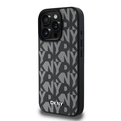 iPhone 15 Pro Max Kılıf DKNY Orjinal Lisanslı M-safe Şarj Özellikli 3D Yazılı Grid Pattern Kılıf