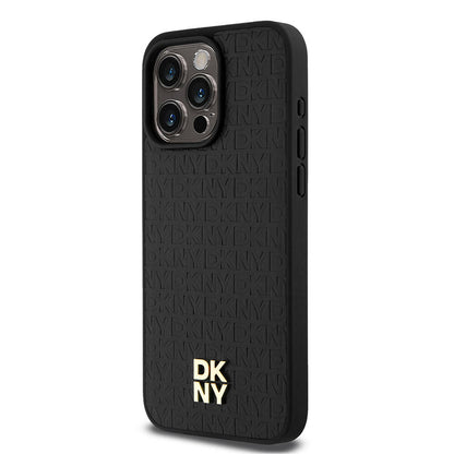 iPhone 15 Pro Max Kılıf DKNY Orjinal Lisanslı M-safe Şarj Özellikli 3D Yazılı Repeat Pattern Kılıf