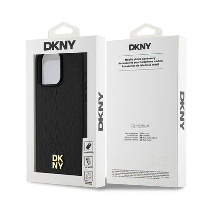 iPhone 15 Pro Max Kılıf DKNY Orjinal Lisanslı M-safe Şarj Özellikli 3D Yazılı Repeat Pattern Kılıf
