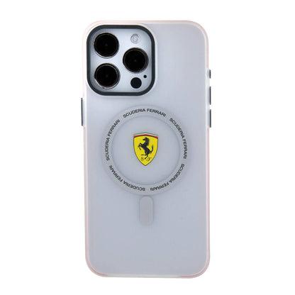 iPhone 15 Pro Max Kılıf Ferrari Orijinal Lisanslı M-safe Şarj Özellikli Kontrast Bumper SF Ring Kılıf