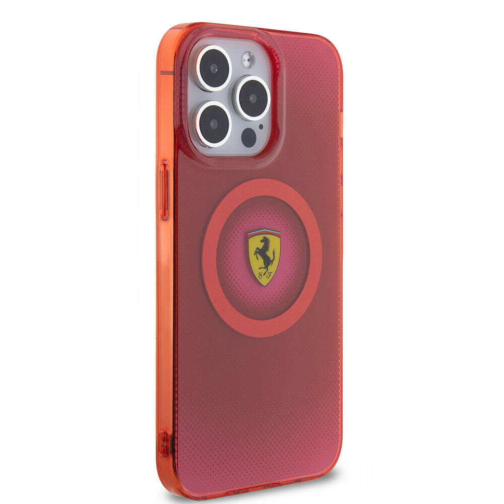 iPhone 15 Pro Max Kılıf Ferrari Orijinal Lisanslı M-safe Şarj Özellikli Parçalanan Noktalar Desenli Kılıf