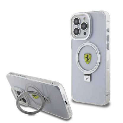 iPhone 15 Pro Max Kılıf Ferrari M-safe Şarj Özellikli Standlı Buzlu Yüzey Dizayn Kılıf