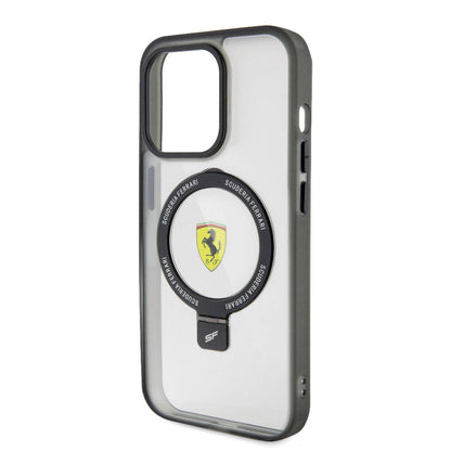 iPhone 15 Pro Max Kılıf Ferrari M-safe Şarj Özellikli Standlı Buzlu Yüzey Dizayn Kılıf