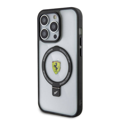 iPhone 15 Pro Max Kılıf Ferrari M-safe Şarj Özellikli Standlı Buzlu Yüzey Dizayn Kılıf