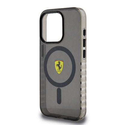iPhone 15 Pro Max Kılıf Ferrari orijinal Lisanslı M-safe Şarj Özellikli Tırtıklı Kenar Tasarımlı Ortalanmış Logo Kılıf