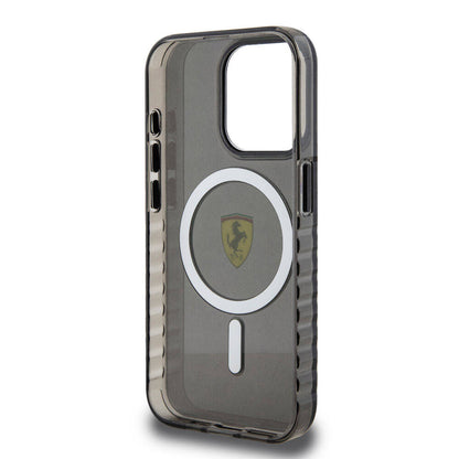 iPhone 15 Pro Max Kılıf Ferrari orijinal Lisanslı M-safe Şarj Özellikli Tırtıklı Kenar Tasarımlı Ortalanmış Logo Kılıf