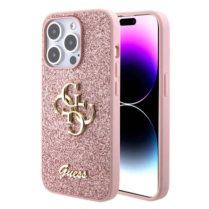 iPhone 15 Pro Max Kılıf Guess Orijinal Lisanslı 4G Büyük Metal Logolu Glitter Kılıf