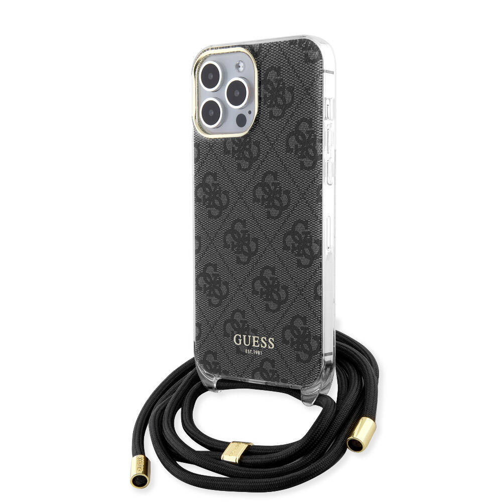 iPhone 15 Pro Max Kılıf Guess Orijinal Lisanslı Çapraz Kordon 4G Desenli Kılıf