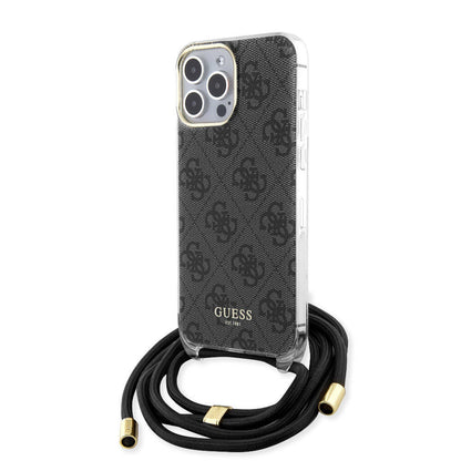iPhone 15 Pro Max Kılıf Guess Orijinal Lisanslı Çapraz Kordon 4G Desenli Kılıf